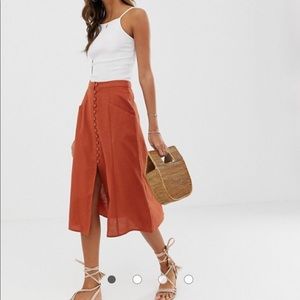 Asos design midi skirt with button front